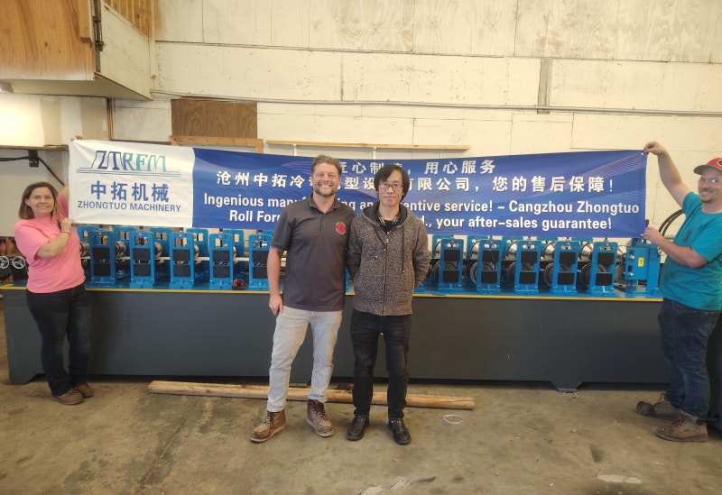 沧州4118云顶集团再创佳绩彩钢瓦滴水檐设备在美国佛罗里达成功投产运行稳定